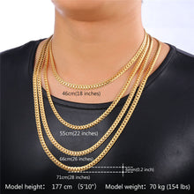 Men Chain Necklace Punk Black Gold color Cuban Necklaces Men Statement Necklace jewelry N739G