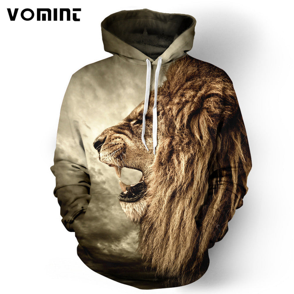 Vomint 2017 Men's Hoodie Explosion Lion 3D Digital Printing Fashion Hoodies Cap Windbreaker Jacket 3d Sweatshirts